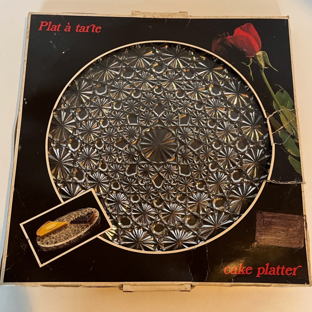 Vintage Pressed Glass Plate MCM 1940s  Made in France
